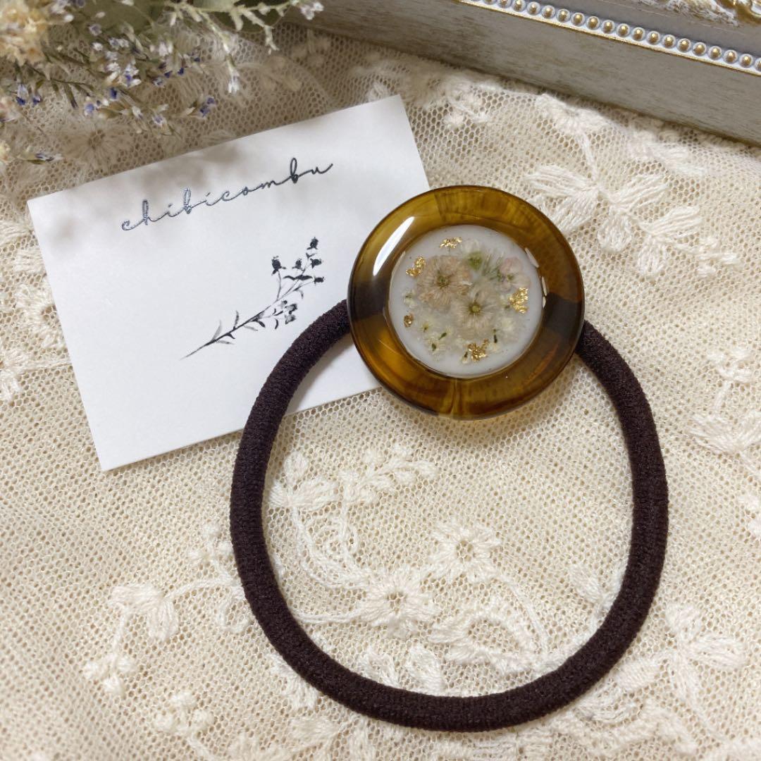 ハンドメイド　レジン　お花　ヘアゴム　ポニーフック　ブローチ　no.177