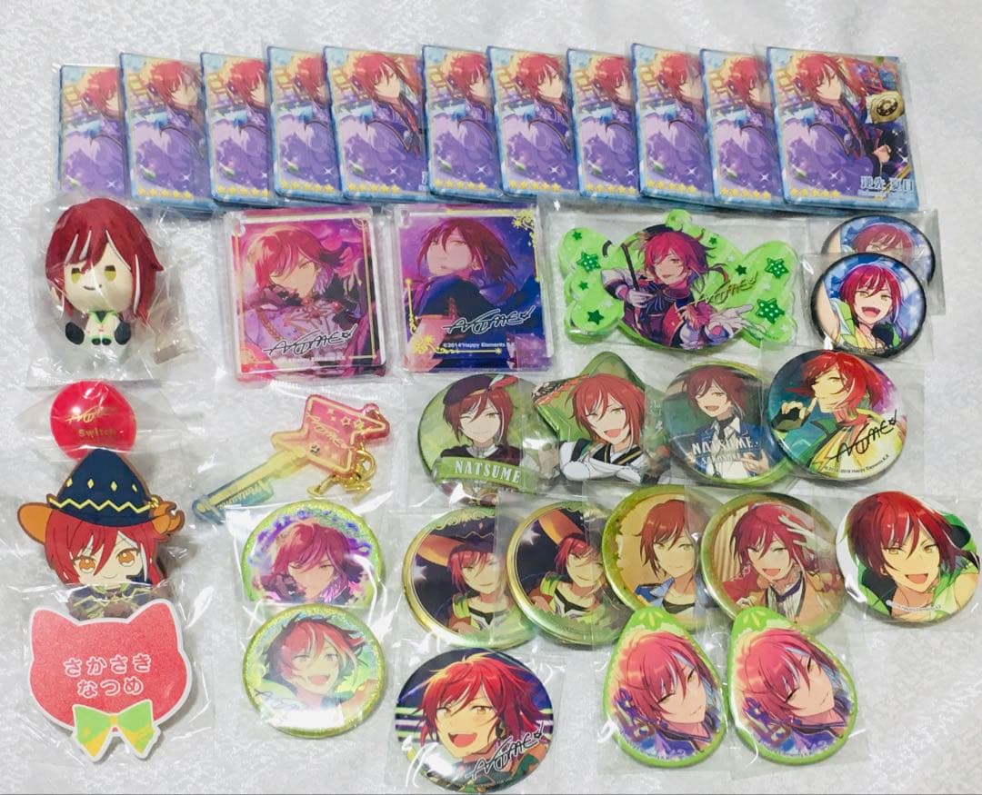 【逆先夏目】あんスタ おまんじゅう コスマス 缶バッジ 紙類 まとめ