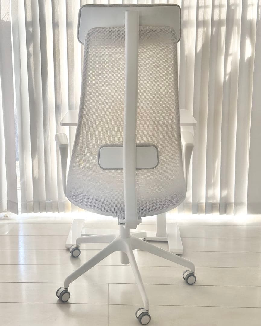 IKEA 昇降式 デスク ＆ パソコン チェア セット 白 ホワイト 疲労軽減