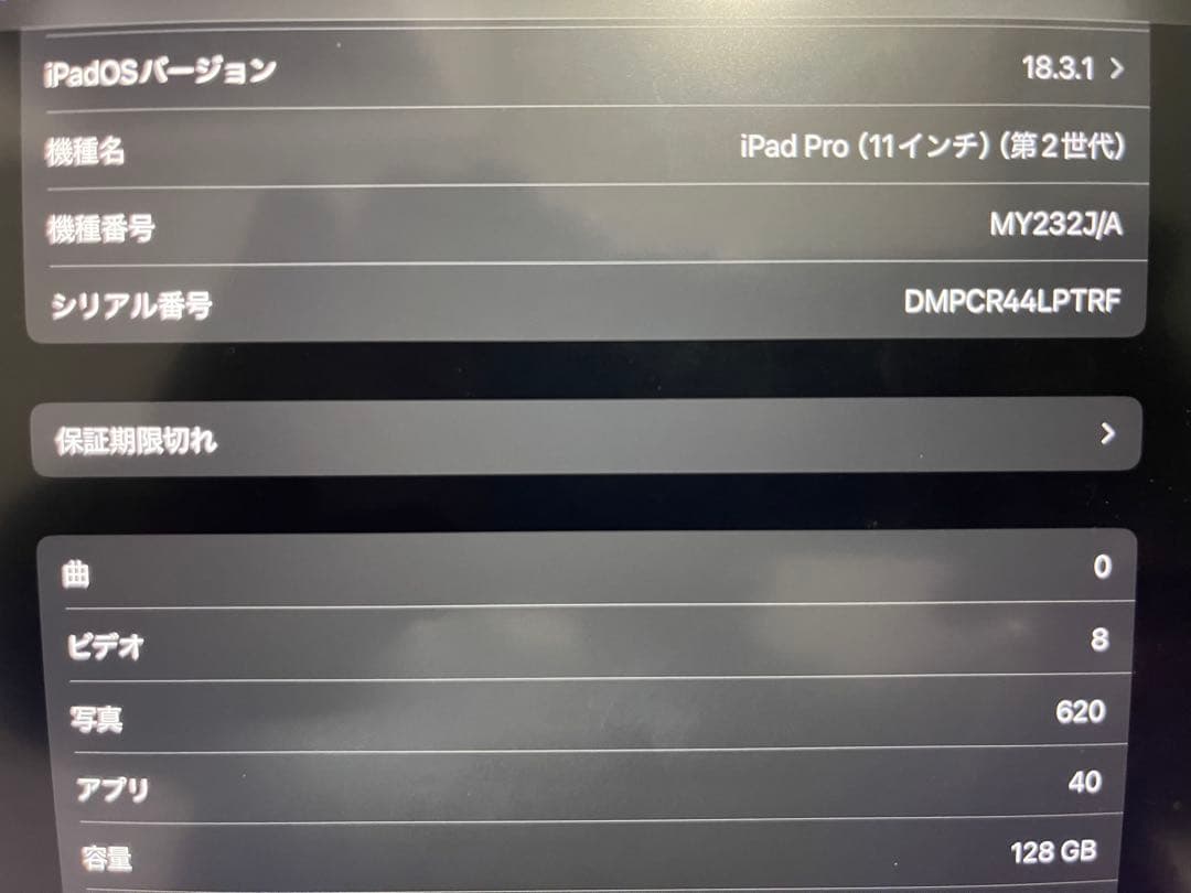 iPad Pro (11インチ) 第2世代 128GB WiFiモデル