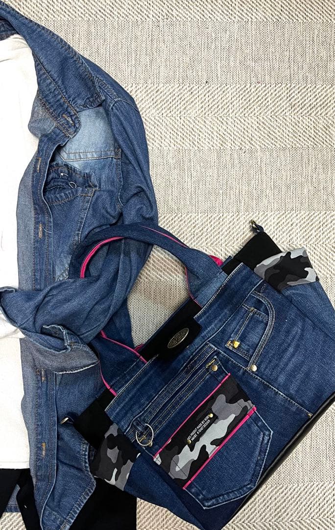 デニムリメイクバッグ（L）No.797☆ハンドバッグ　マザーズバッグ