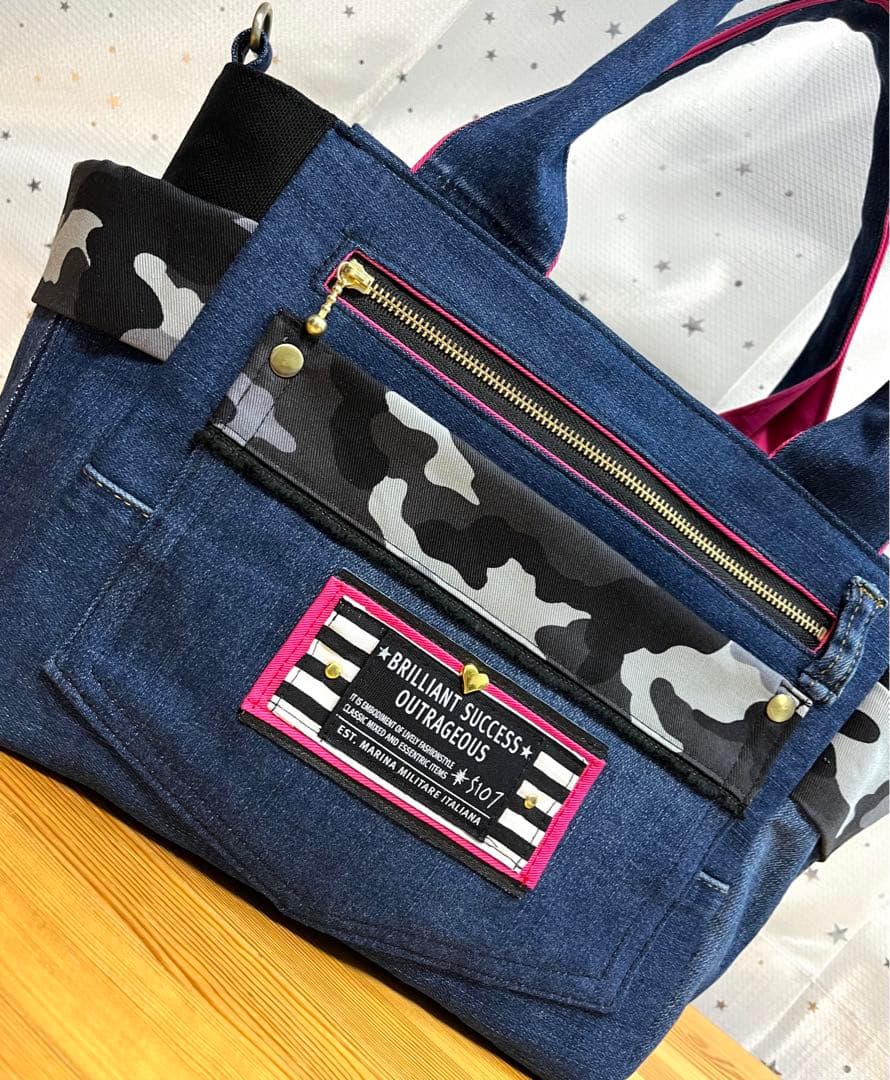 デニムリメイクバッグ（L）No.797☆ハンドバッグ　マザーズバッグ