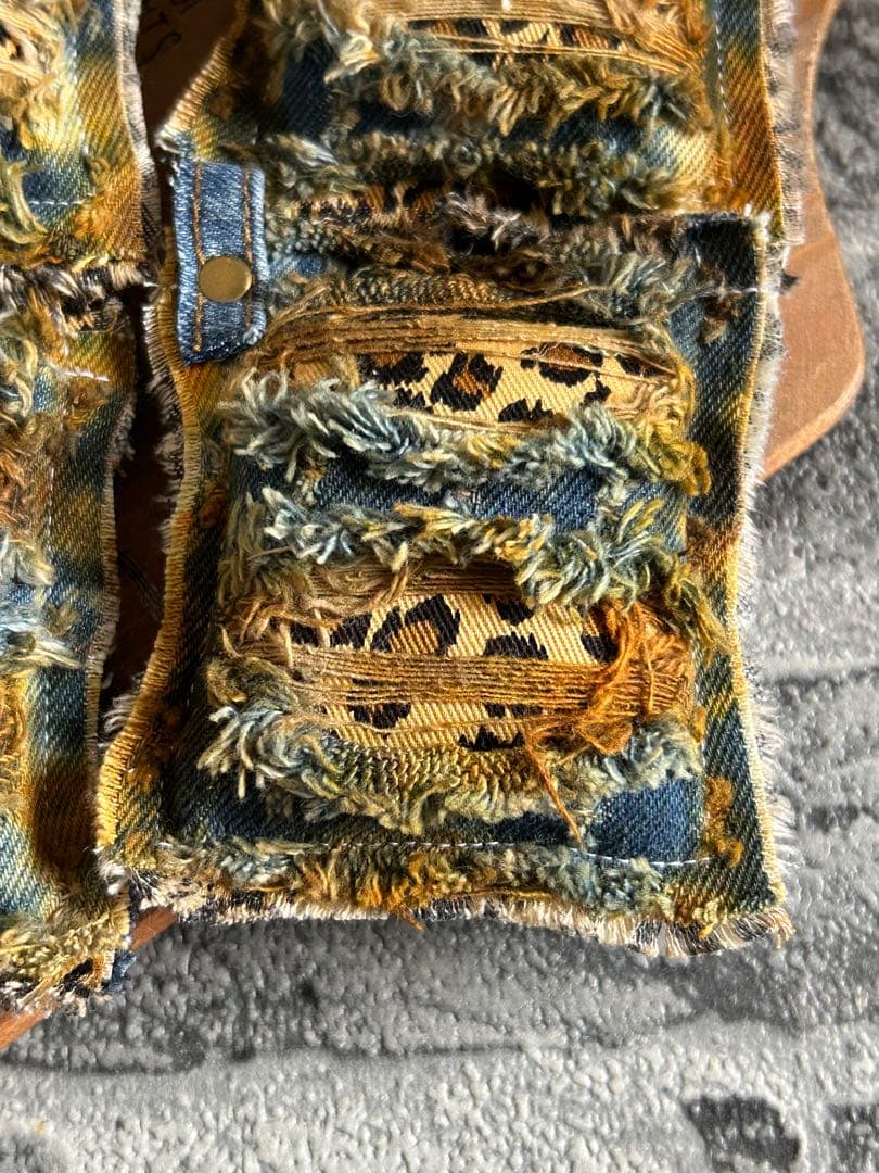 コラボ‼️染めデニムクッションタグレオパNo.869