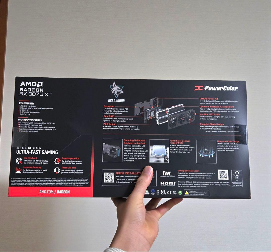 グラフィックボード・グラボ・ビデオカード PowerColor AMD Radeon RX9070XT HellHound