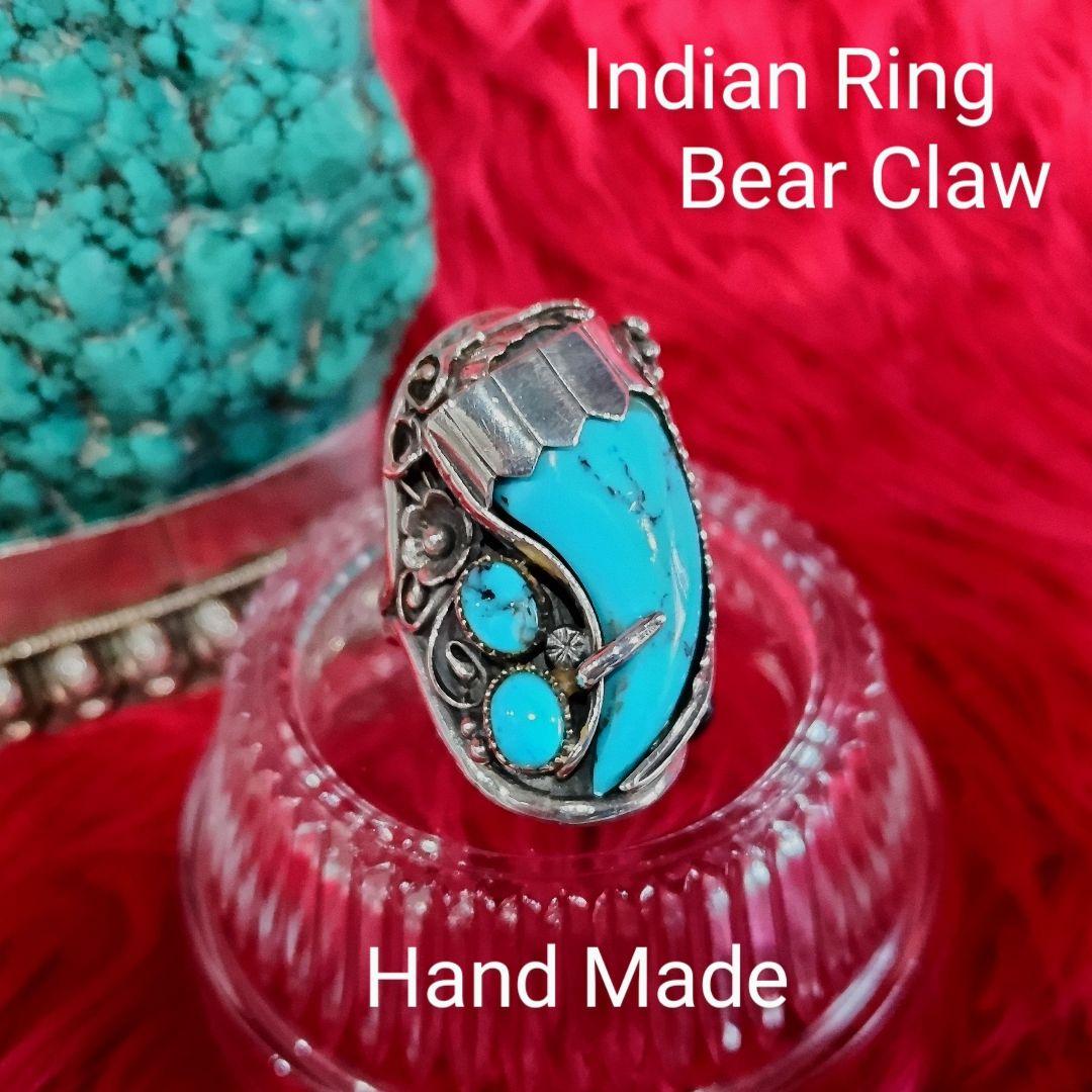 IndianターコイズBIGリング ベアクロー Hand Made