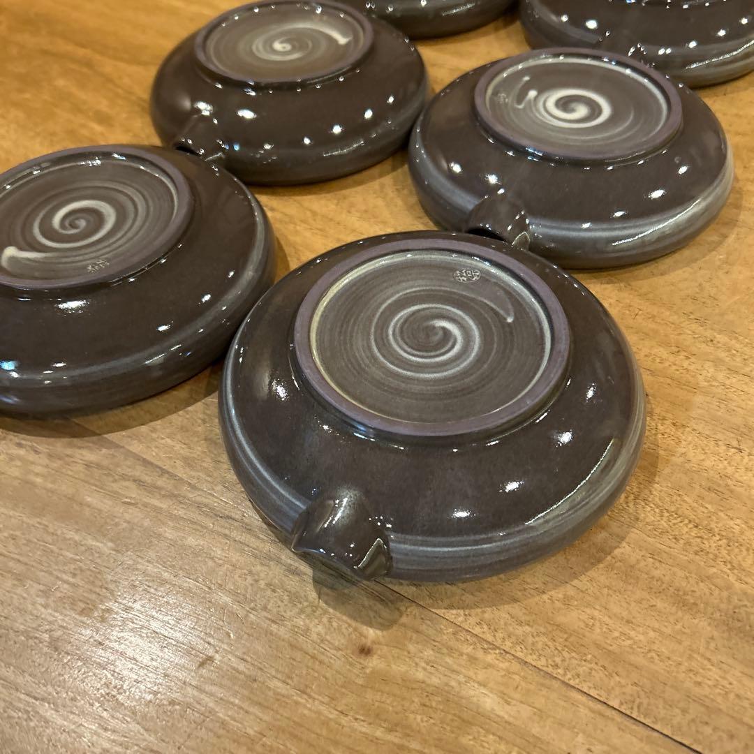 小田志焼　松保窯　久保正敏　片口平鉢　現川鷺文　鶴　六枚　希少