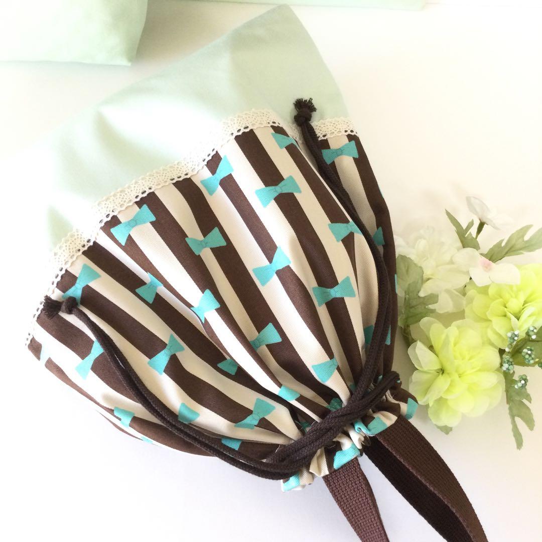 ♡キューティーリボンストライプ★通園通学３点セット♡♪チョコ♪
