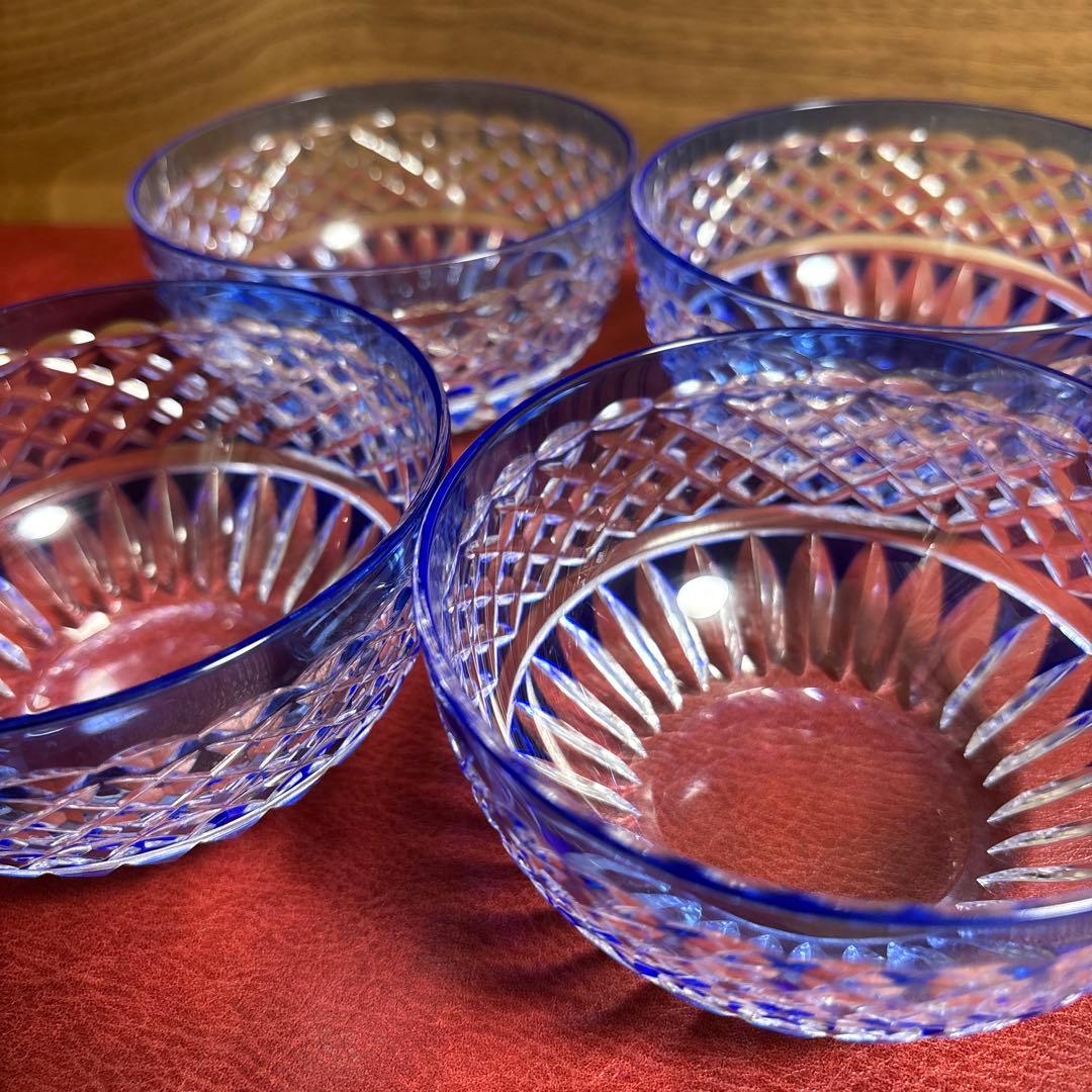 HOYA CRYSTAL ホヤクリスタル 切子硝子 4つセット 直径11㎝ 器