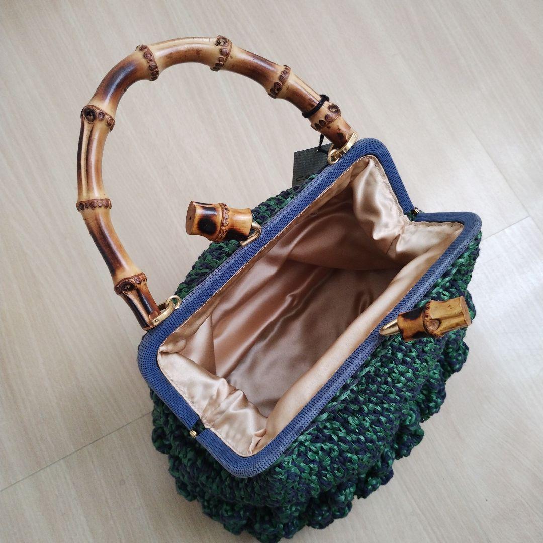capal 緑系 編み物 ハンドバッグ