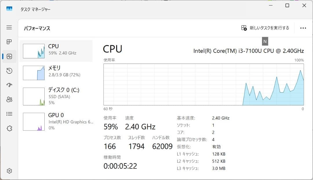 レッツノート CF-SZ6 i3-7100U Win11/Office2024