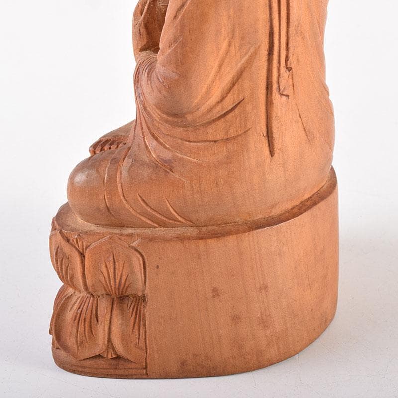 仏教美術　青佑作　白檀彫刻　釈迦座像　仏像　置物　共箱　C　7011