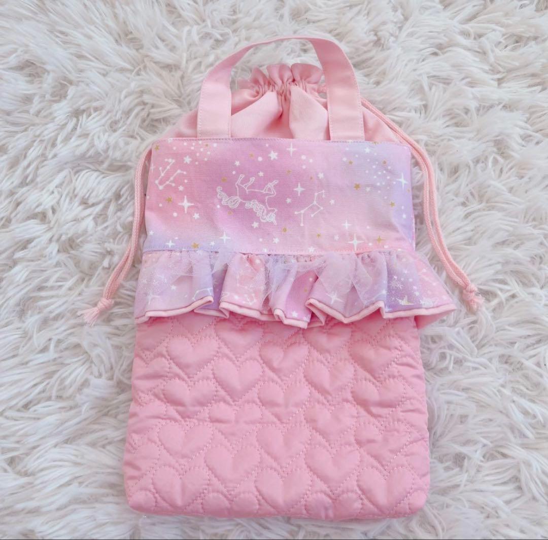 レッスンバック 女の子 入園入学 上履き入れ 体操服入れ ゆめかわ ピンク