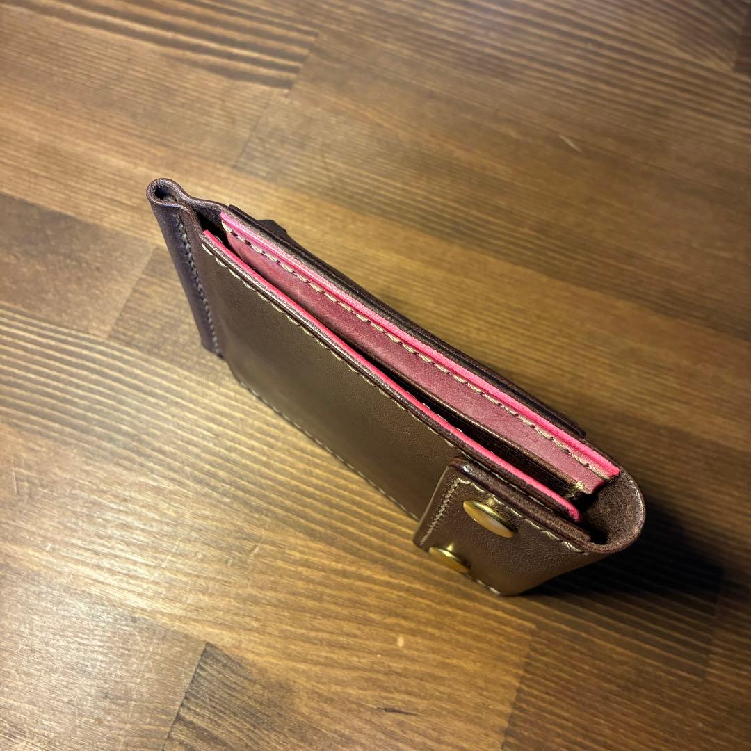 マネークリップ　マリアーノ Dブラウン×アラスカ ピンク　トラッカーウォレット