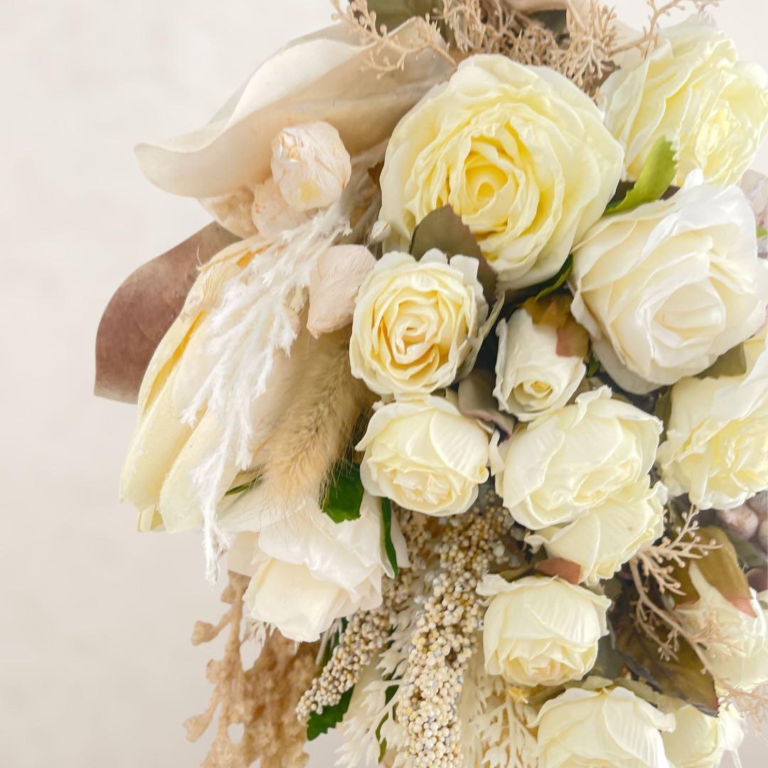 【光触媒加工】ナチュラルドライスタイルスワッグ｜ホワイトローズとプロテアスワッグ