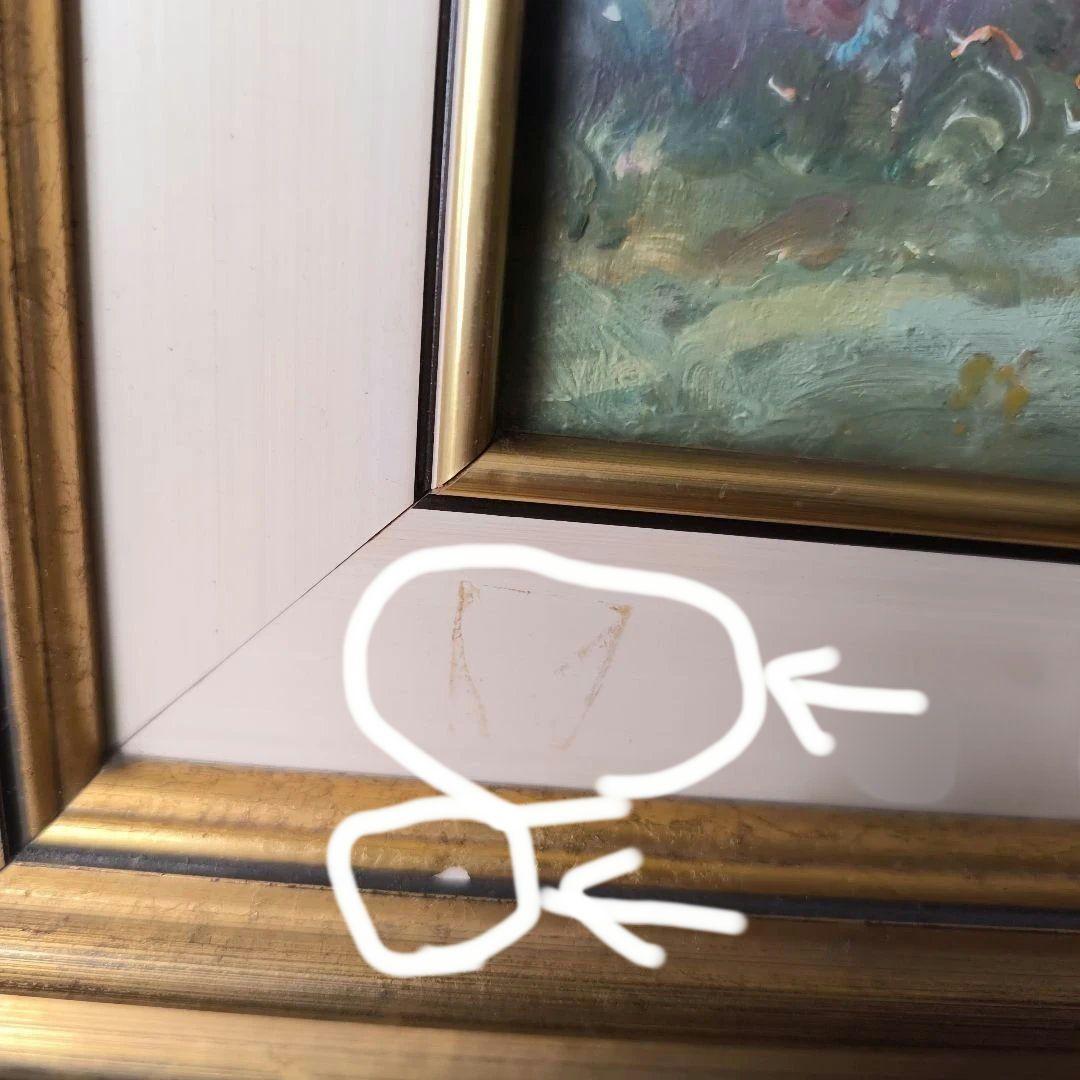 油彩画 海と山の風景