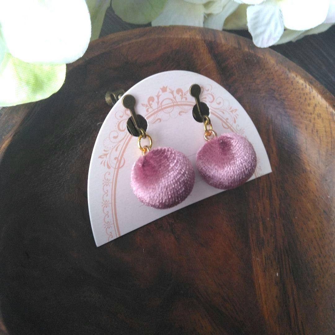 パープル　シンプル　ボール　ハンドメイド　イヤリング　アクセサリー　ブドウ