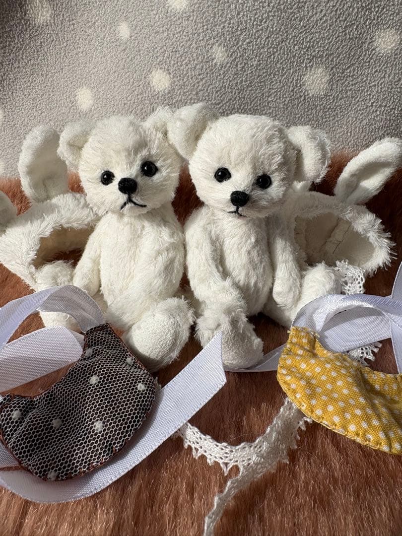 ハンドメイド テディベア 2体セット ドイツ製モヘア ぬいぐるみ うさぎ くま