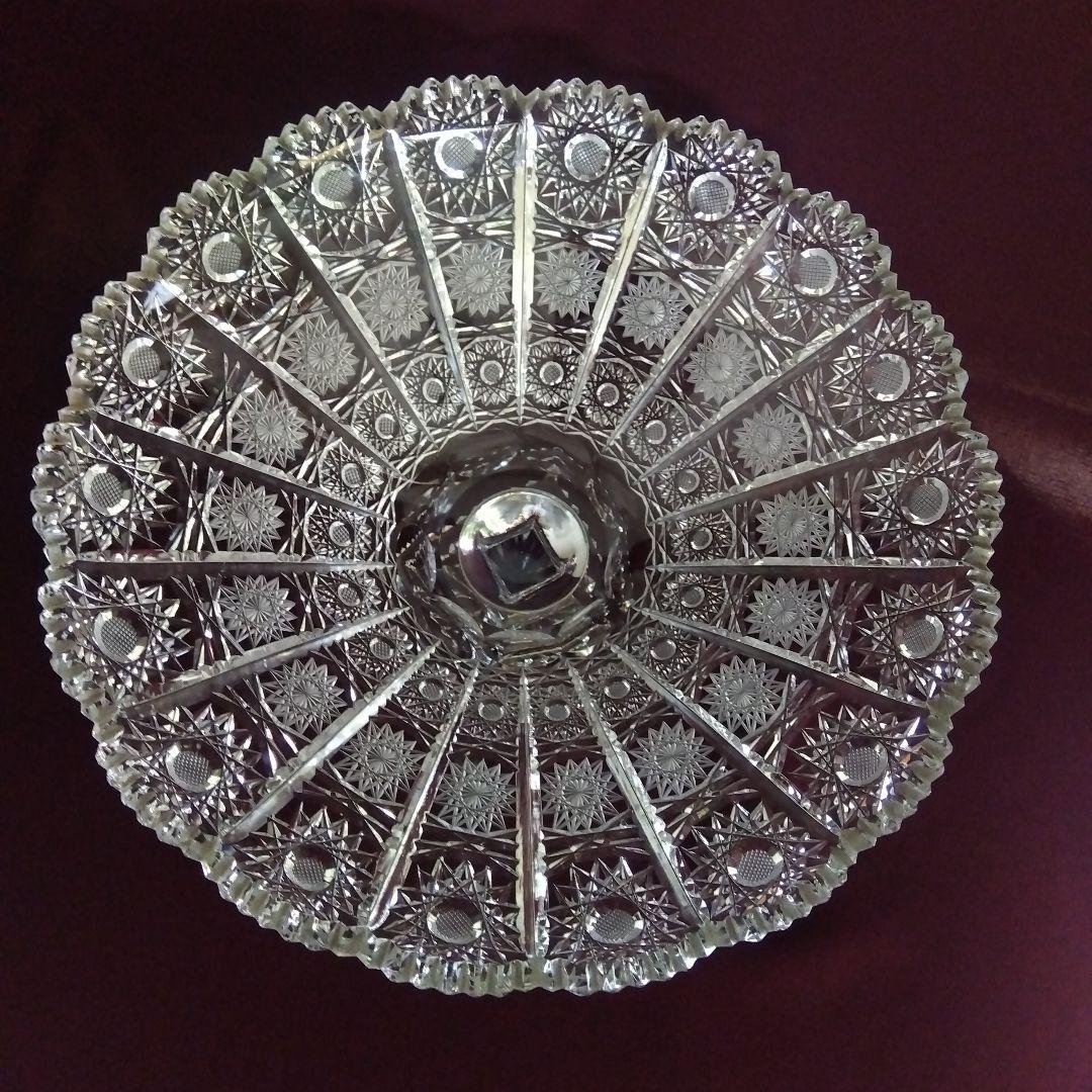 切子　コンポート皿　ガラス　アンティーク