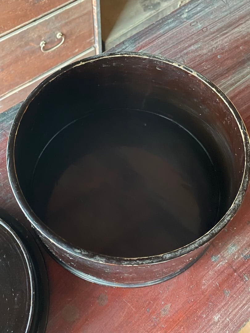 おひつ 蓋付き しゃもじ付き 木曽漆器 明治時代