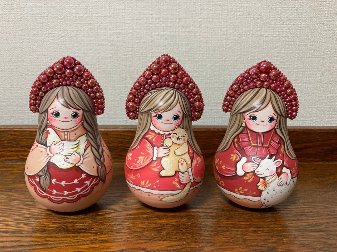 ロシア雑貨☆民族衣装起き上がりこぼし３点ココシニクKokoshnikマルガリータ