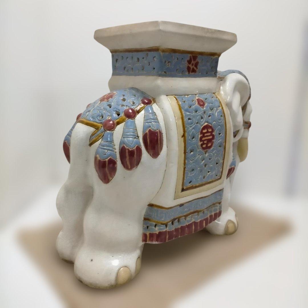 象 置物 花台 陶器 オブジェ エレファント インテリア 260320-3T