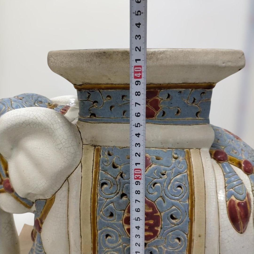 象 置物 花台 陶器 オブジェ エレファント インテリア 260320-3T