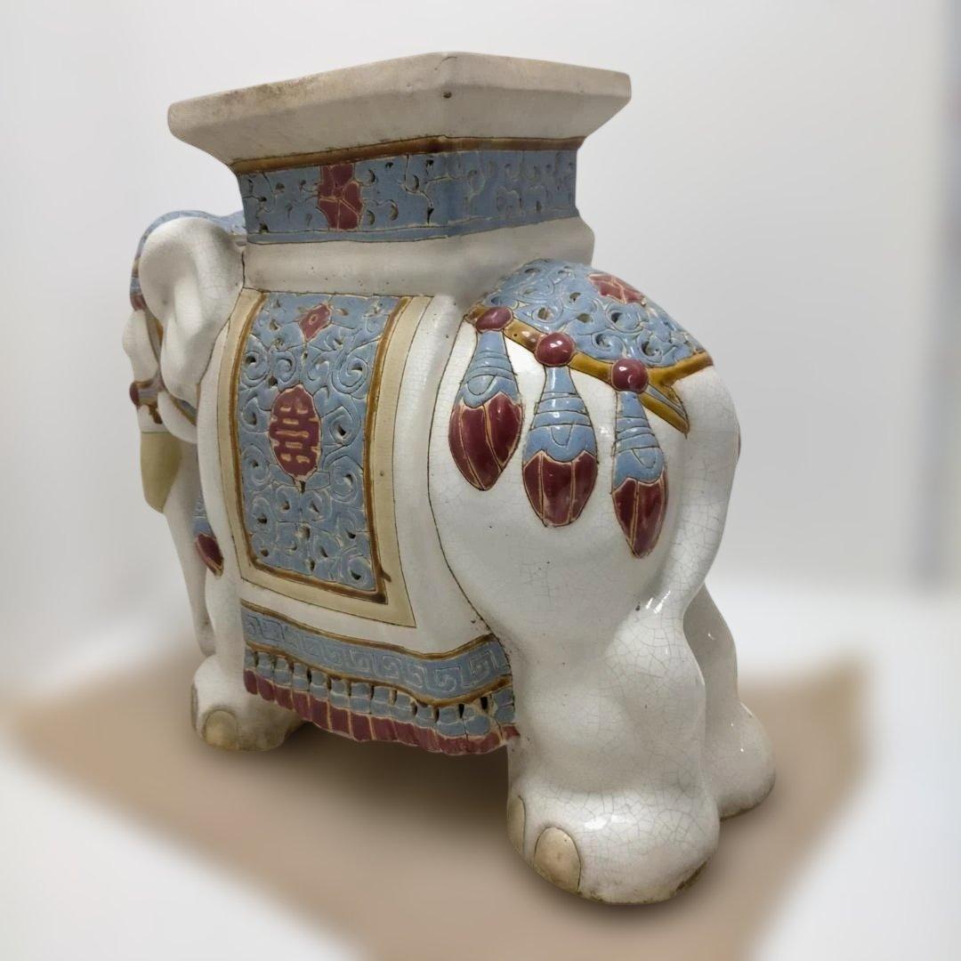象 置物 花台 陶器 オブジェ エレファント インテリア 260320-3T