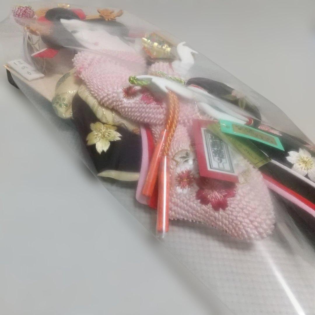 正絹♪ 桜×黒色〈48cm 匠一好作 押絵羽子板〉本つげかんざし 本仕立 飾り台