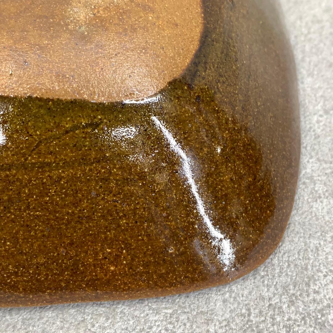 布志名焼 角皿 深鉢 スリップウェア 民藝 レトロ スクエア ①