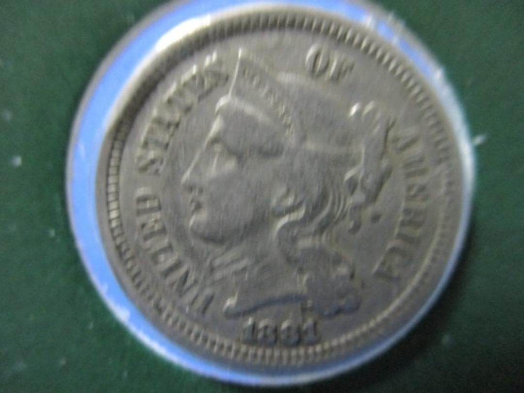 アメリカ 3セント硬貨☆1881年／美品／アンティーク／フランクリンミント