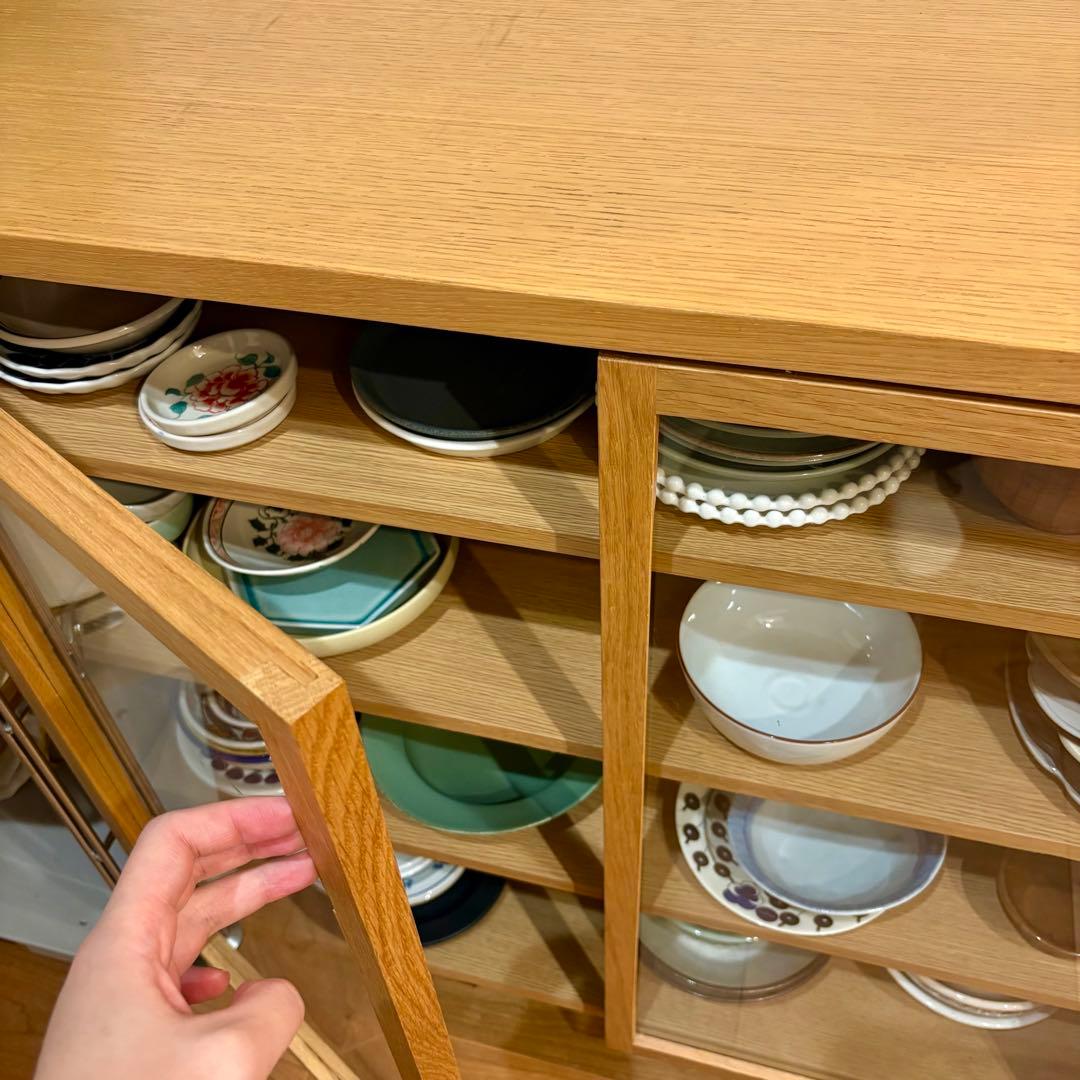 MUJI 無印良品 木製キャビネット ガラス扉 脚付き