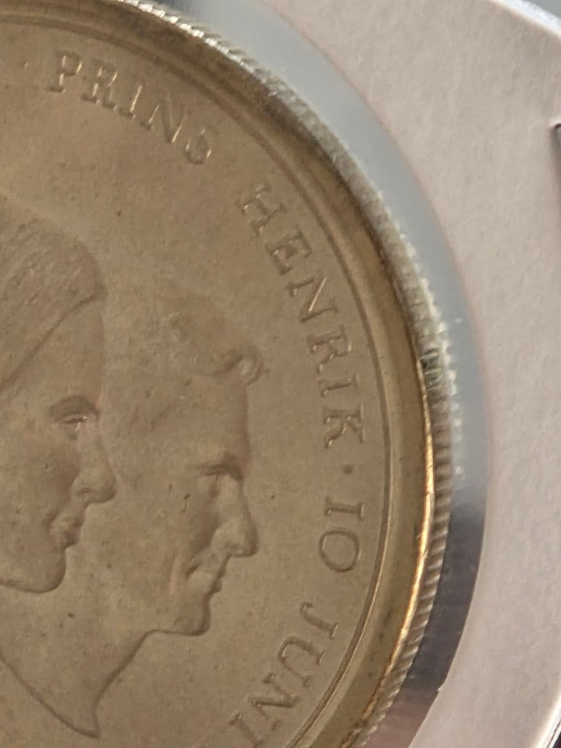 デンマーク王国　マルグレーテ&ヘンリック結婚記念　10 クローナー銀貨　1967