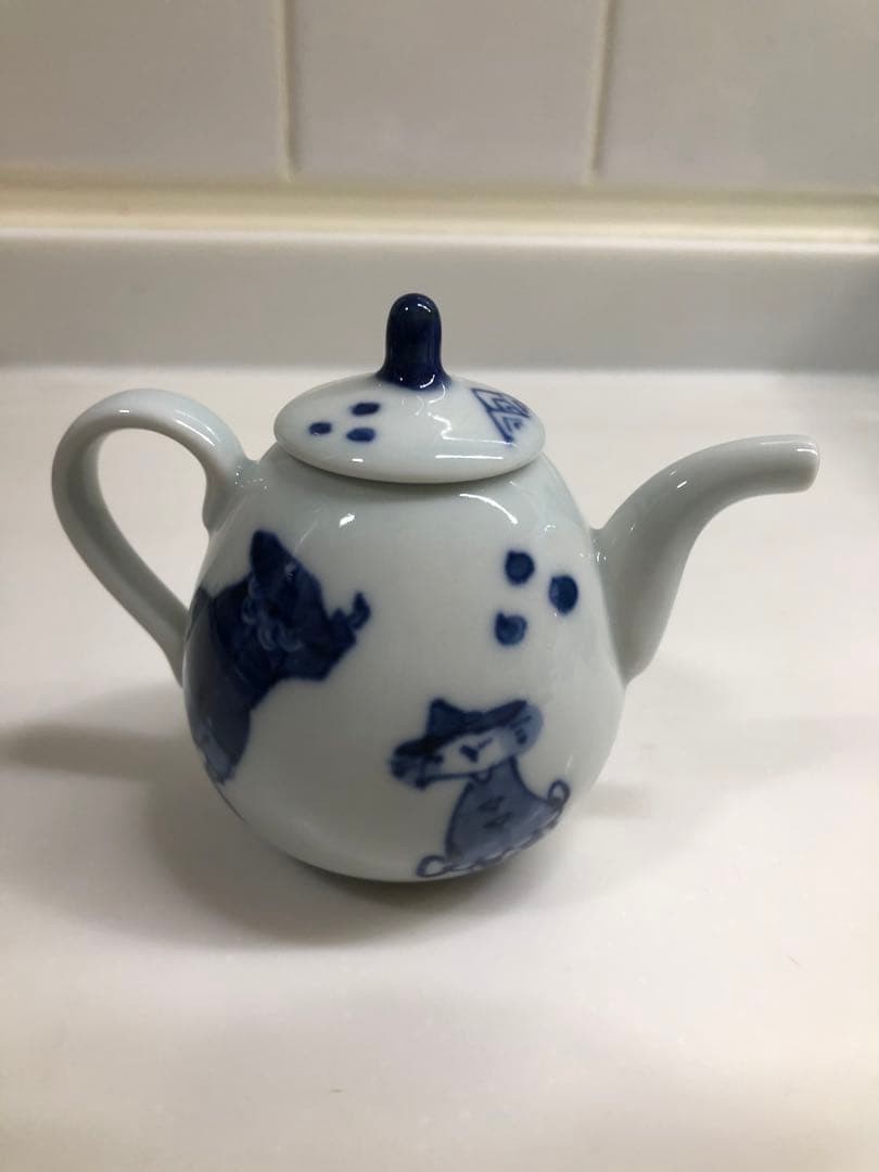 有田焼 しん窯 青花 手描き 染付 南蛮人と船　2点セット