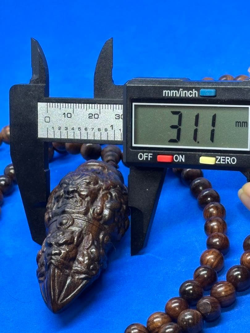 極美品 海南黄花梨 降魔杵彫刻ペンダント8mm約80cmのネックレス付き5531