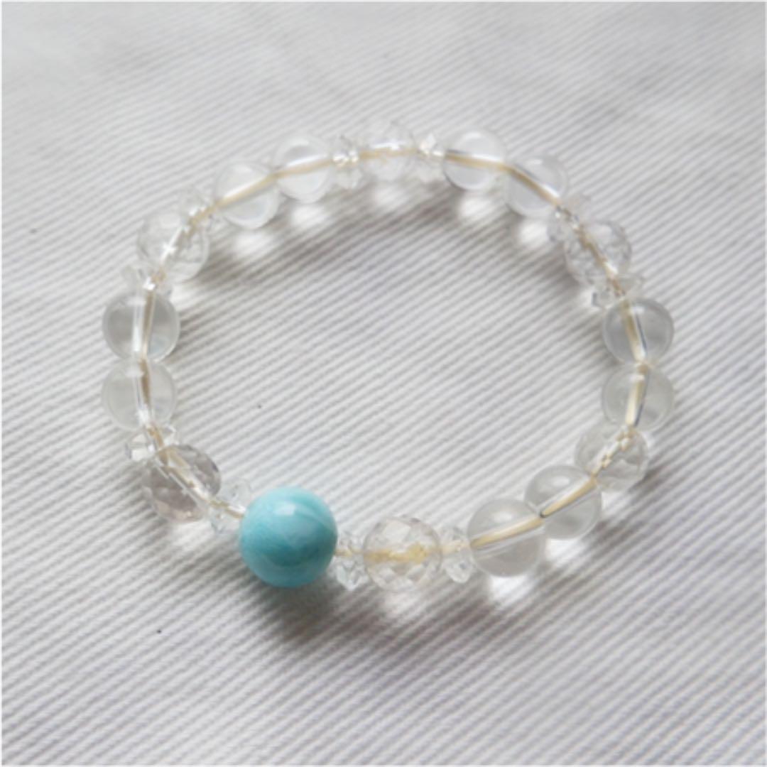 ブレスレット　ラリマー　水晶　鉱物　三斜晶系 ブルーペクトライト　Larimar