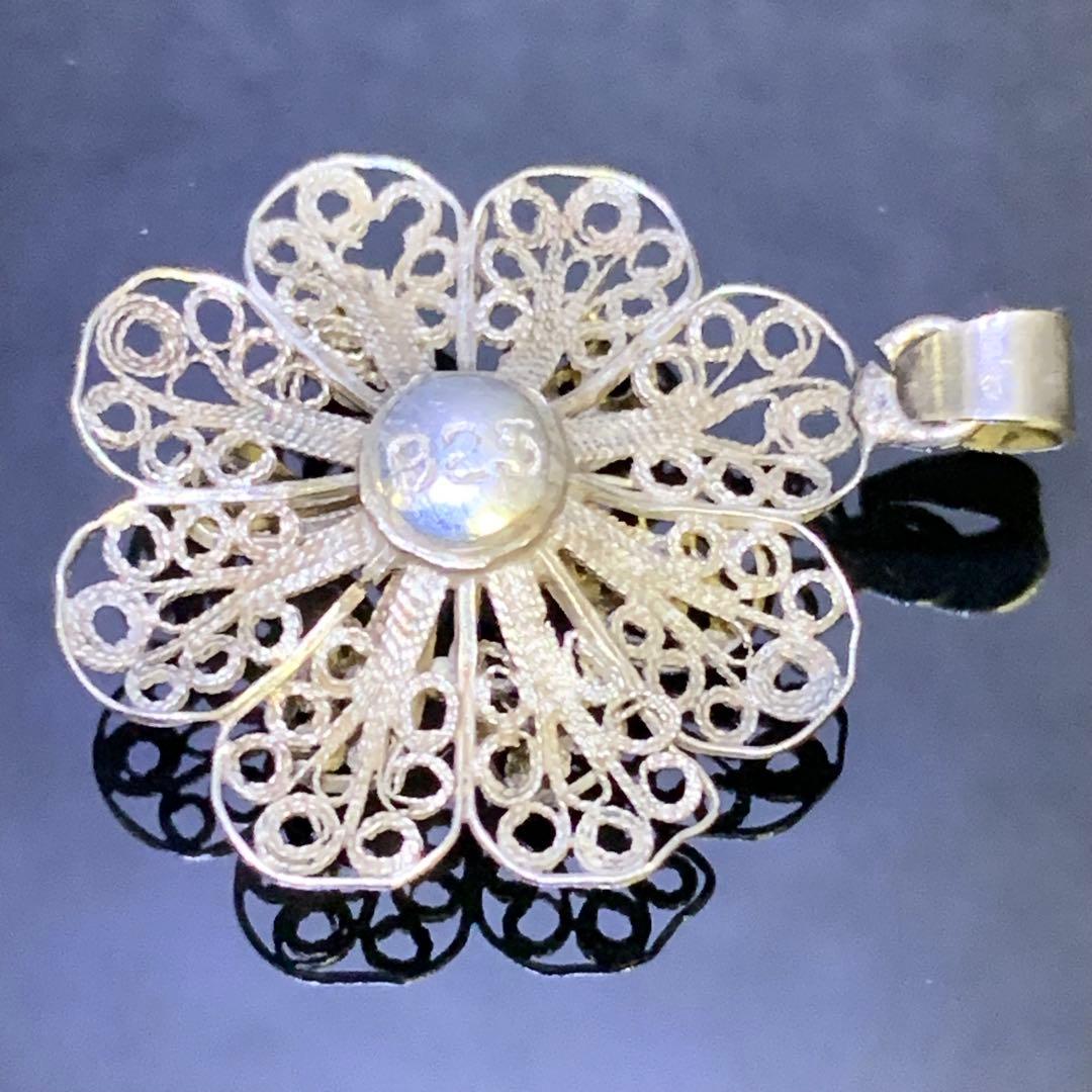 《アンティーク激レア》⭐︎silver925フィリグリーフラワーペンダントトップ⭐︎