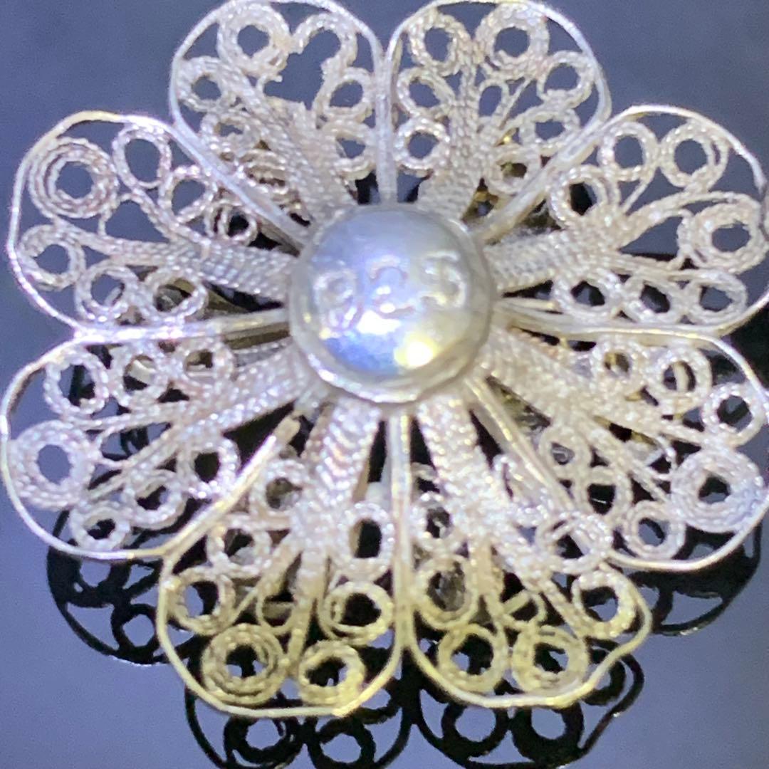 《アンティーク激レア》⭐︎silver925フィリグリーフラワーペンダントトップ⭐︎