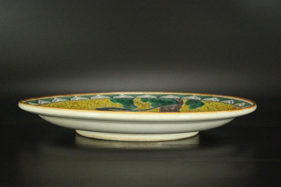 九谷 青手 松鳥紋 盤 φ31㎝ 長右衛門 644