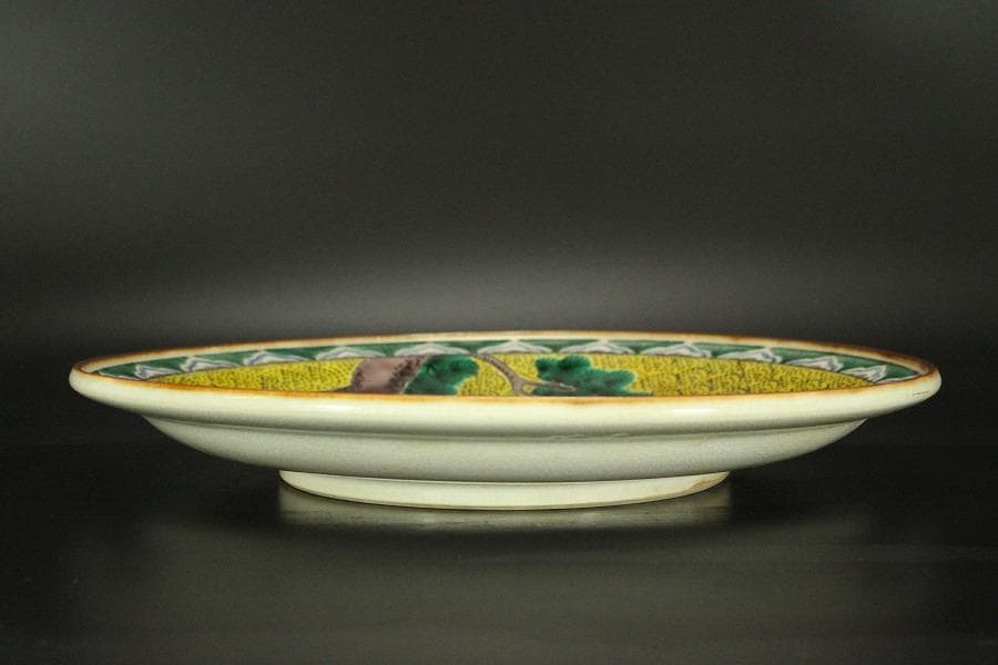 九谷 青手 松鳥紋 盤 φ31㎝ 長右衛門 644