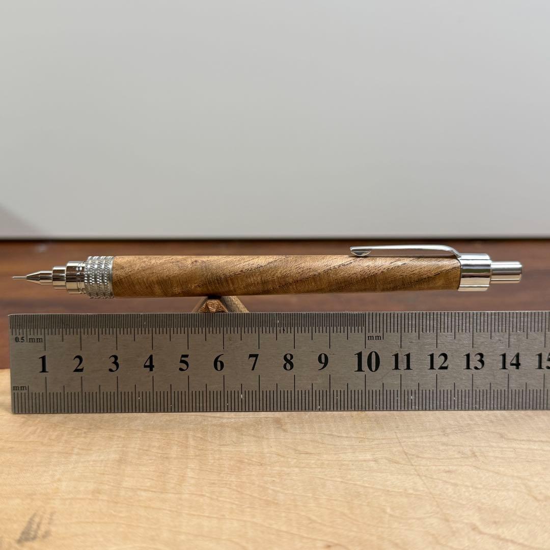 176エンジュ　木製シャーペン　最強低重心ローレット　ステンレス　溝つき