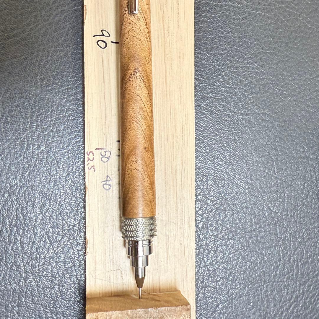 176エンジュ　木製シャーペン　最強低重心ローレット　ステンレス　溝つき