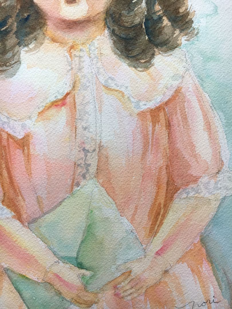 透明水彩画原画アンティークドール①