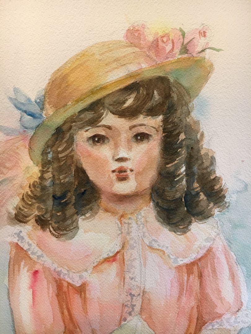 透明水彩画原画アンティークドール①