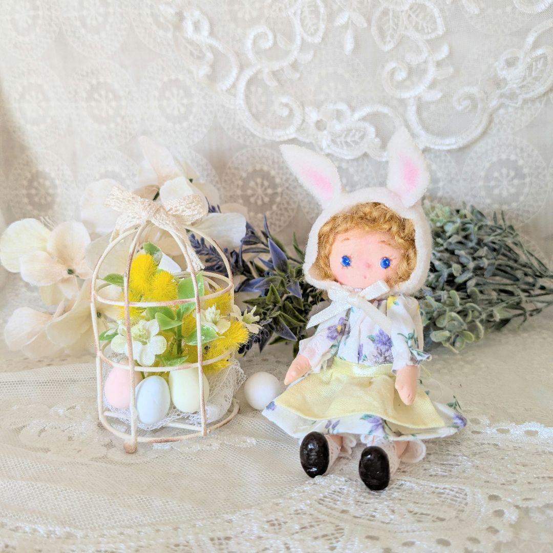№13＊樹脂粘土人形＊創作人形＊イースターうさぎドール＊ドールハウス