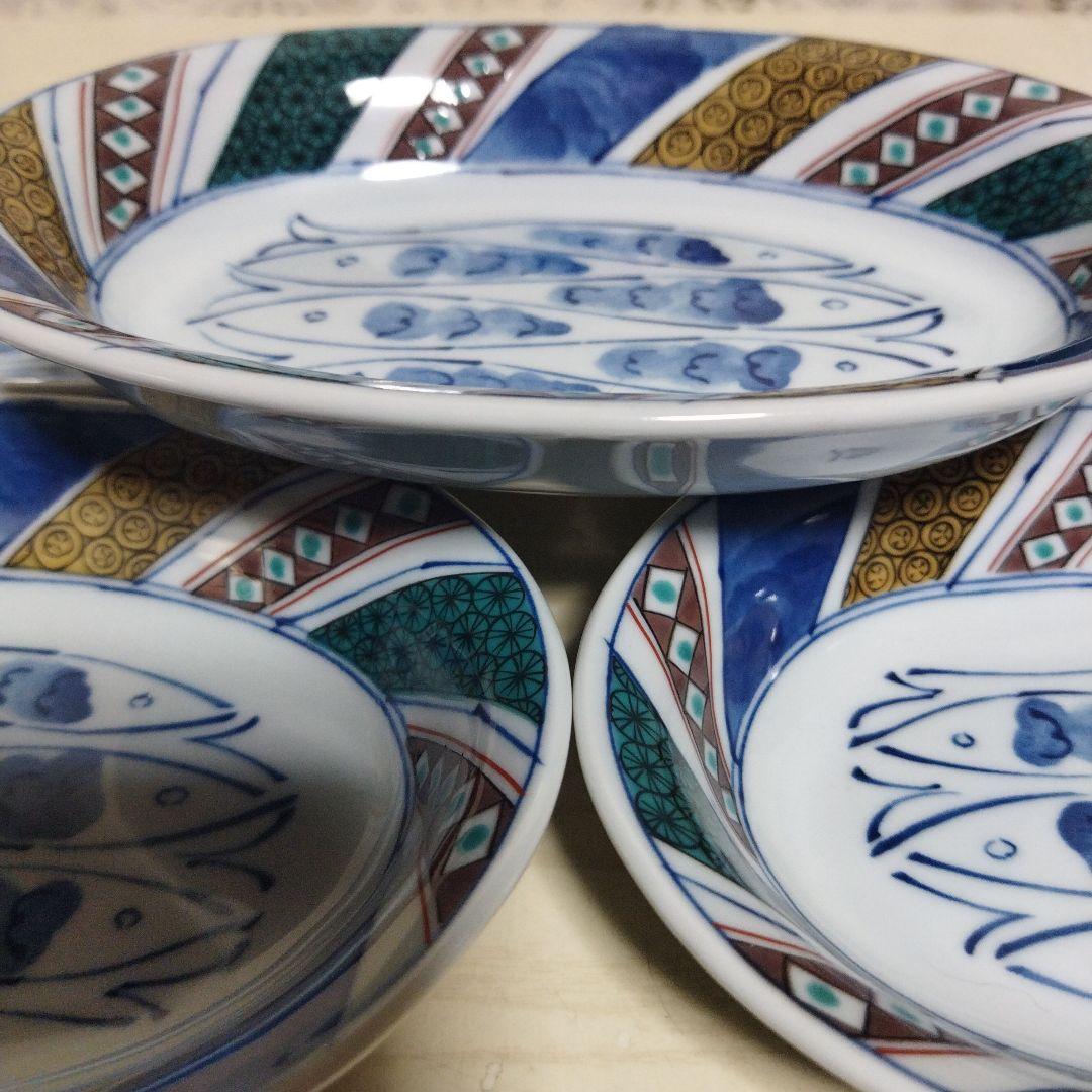 九谷焼 青郊窯 魚紋 楕円皿 6号 5枚セット 小判皿 新品未使用