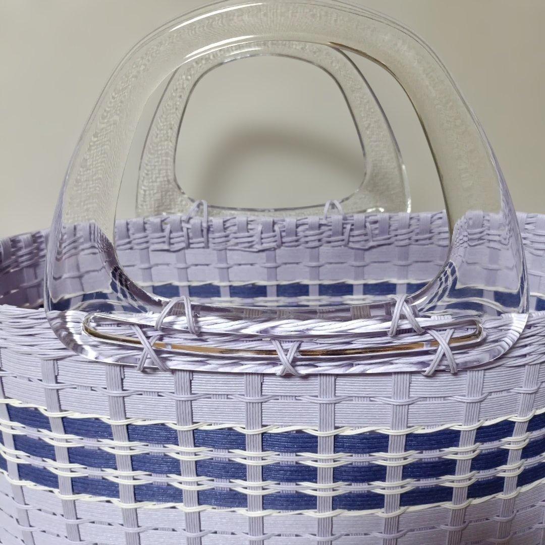 エコクラフト　ラベンダー　編み込み　かごバッグ　大きめ