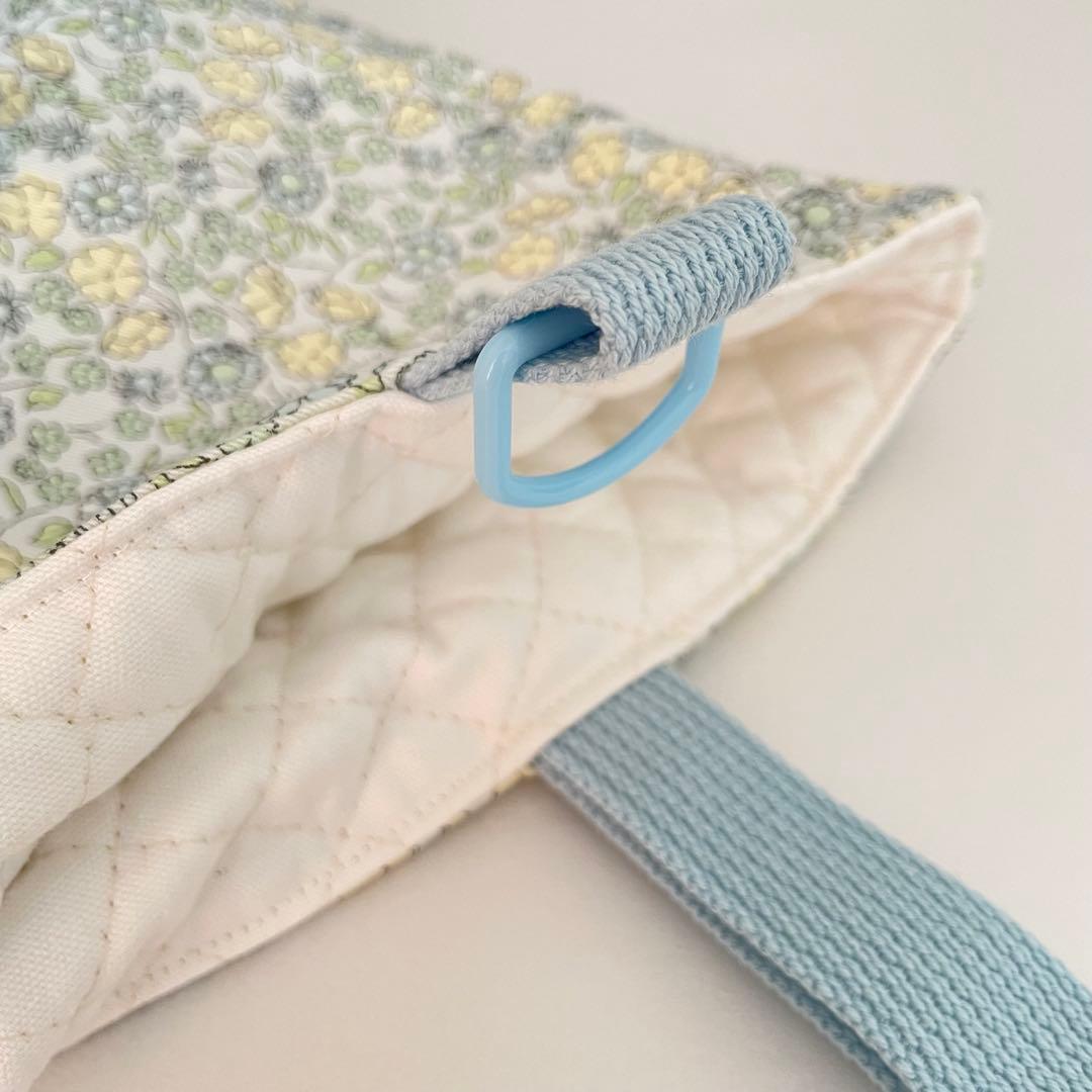 入園・入学　花柄　水色　レッスンバッグ、上履き入れ、着替え袋、給食袋のセット