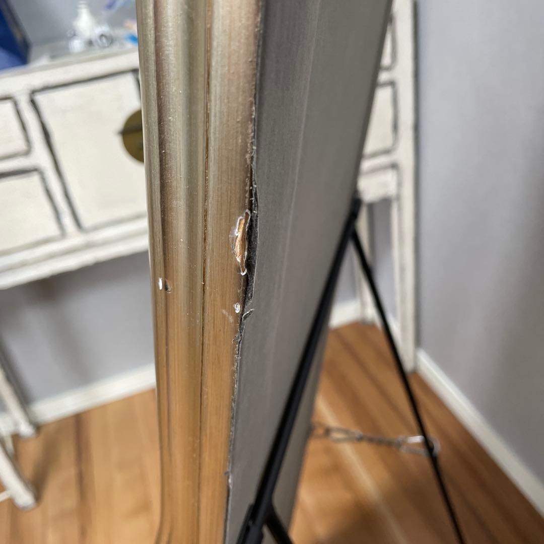 スタンドミラー　全身鏡　アンティーク調　ゴールド　たのメル便　送料込み