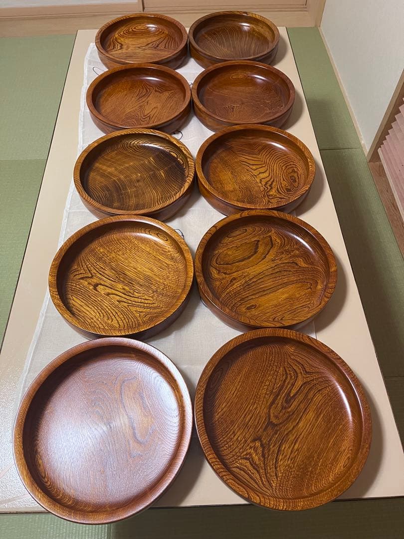 本漆し塗り（日本製）木製cafe丸皿 約24cm カレー皿 菓子皿✴︎10枚セッ