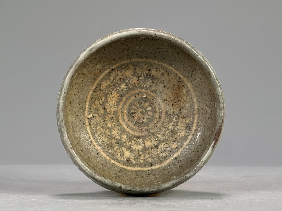 UM12U 朝鮮古美術　李朝時代茶道具　三島象嵌盃　茶碗　時代物古物　韓国美術